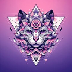 A cat with a flower in its head photo attractive lively illustrator.