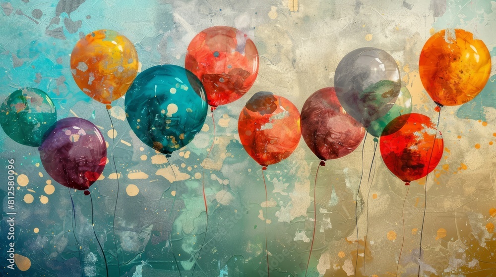 Poster abstract conceptual artwork featuring balloons as a symbol of unity and harmony