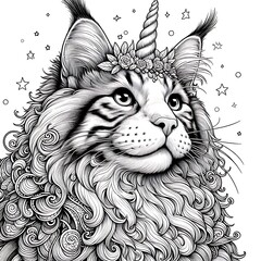 A cat with a unicorn horn image harmony lively card design illustrator.