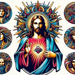 Obraz premium A collection of jesus christ attractive lively used for printing illustrator illustrator.