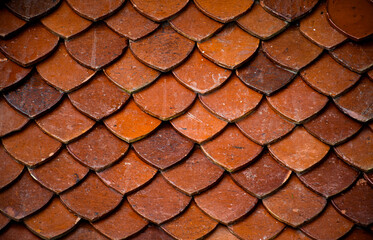 Roof tile seamless pattern for house covering in red,Close up Detail of Perfect roof red tiles texture,Red roof thai temple background image.