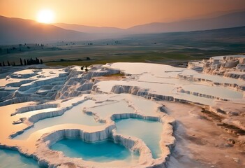 A view of the Thermal Pools at Pamukkale in Turkey