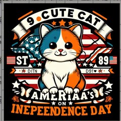 Obraz premium A graphic design of a cat image harmony used for printingcard design illustrator