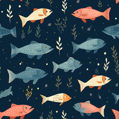 Fish seamless pattern, the beauty of design for many different graphic works