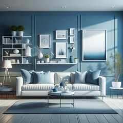 Interior living modern style, 3D rendering, 3D illustration