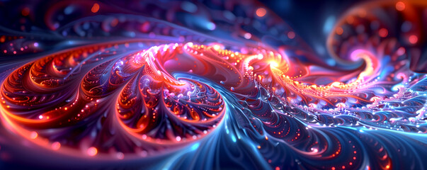 A colorful, abstract image of a spiral with red and blue colors