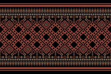 Beautiful vintage cross stitch traditional ethnic pattern.floral pixel art embroidery. Elegance background abstract Aztec beautiful seamless pattern for fabric,cloth,dress,carpet,curtain,sarong,batik.