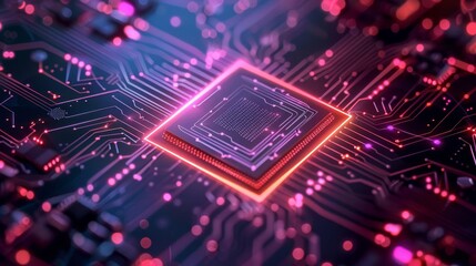 Fototapeta premium Sketch an electronic device with a nanoscale transistor that allows for significantly faster processing speeds