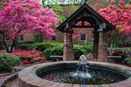 Springtime Beauty at UNC Chapel Hill: The Old Well and Azaleas in Full Bloom