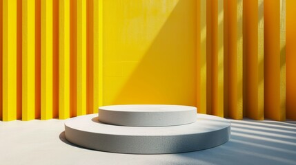 White Pedestal in Front of Yellow Wall