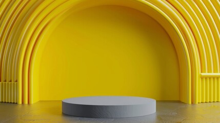 Circular Platform in Front of Yellow Wall