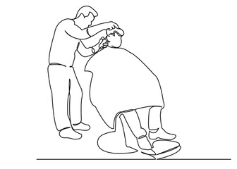 barbershop hairdresser shearing a man