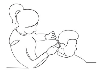 hairdresser shearing a man