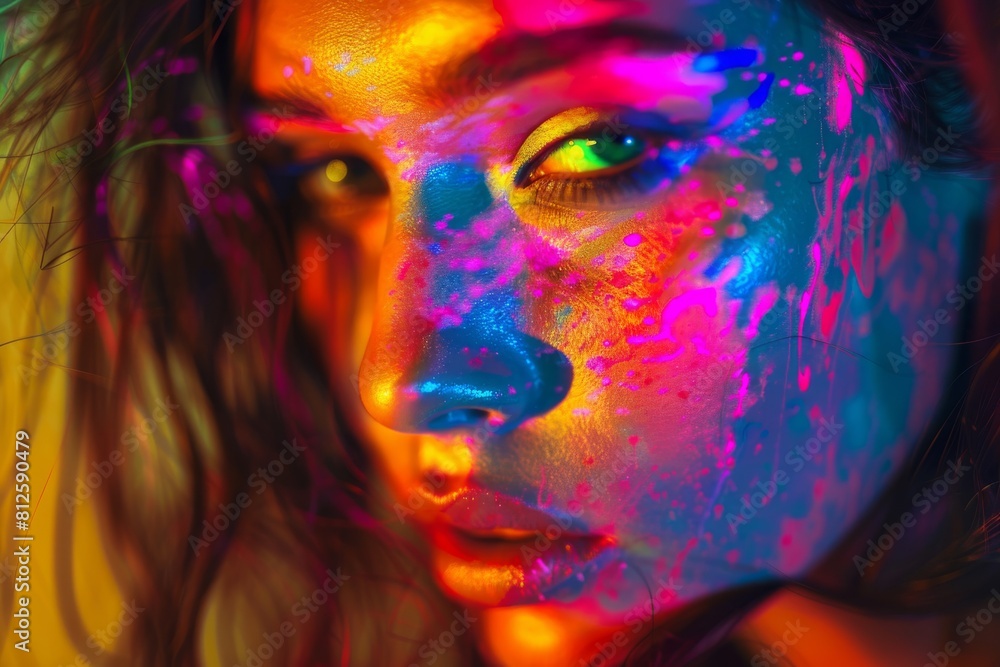 Aufkleber A stunning display of chaotic, multicolored threads creating a sense of energy and vibrancy in an abstract composition
