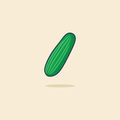 Illustration cartoon cucumber icon. vegan concept premium vector. 