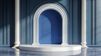 Luxurious Archway in Room With Blue Walls