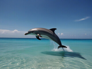 Dolphin jumping from the sea surface