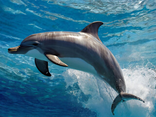 Dolphin jumping from the sea surface