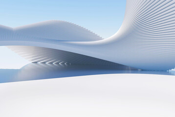 architecture building abstract white background empty space platform 3d interior white background...