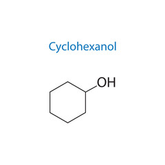 Cyclohexanol molecule skeletal structure diagram.organic compound molecule scientific illustration on white background.
