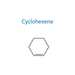 Cyclohexene molecule skeletal structure diagram.organic compound molecule scientific illustration on white background.
