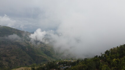 beautiful cloudy sky near the village