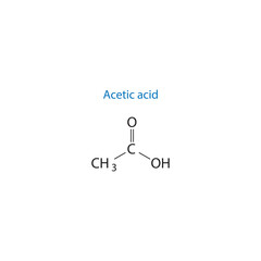 Acetic acid molecule skeletal structure diagram.organic compound molecule scientific illustration on white background.
