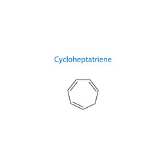 Cycloheptatriene molecule skeletal structure diagram.organic compound molecule scientific illustration on white background.
