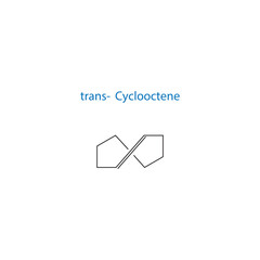 trans-cyclooctene molecule skeletal structure diagram.organic compound molecule scientific illustration on white background.