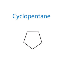Cyclopentane molecule skeletal structure diagram.organic compound molecule scientific illustration on white background.