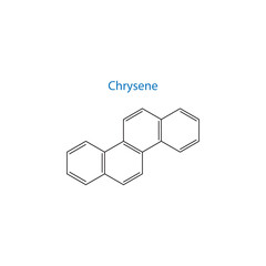 Chrysene molecule skeletal structure diagram.organic compound molecule scientific illustration on white background.