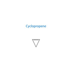 Cyclopropene molecule skeletal structure diagram.organic compound molecule scientific illustration on white background.