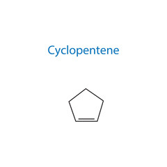 Cyclopentene molecule skeletal structure diagram.organic compound molecule scientific illustration on white background.