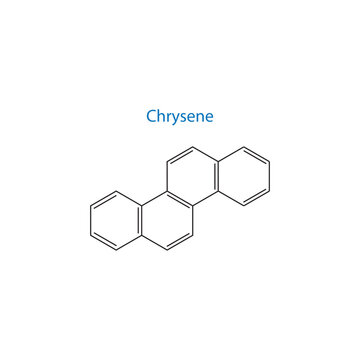 Chrysene molecule skeletal structure diagram.organic compound molecule scientific illustration on white background.