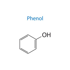 Phenol molecule skeletal structure diagram.organic compound molecule scientific illustration on white background.