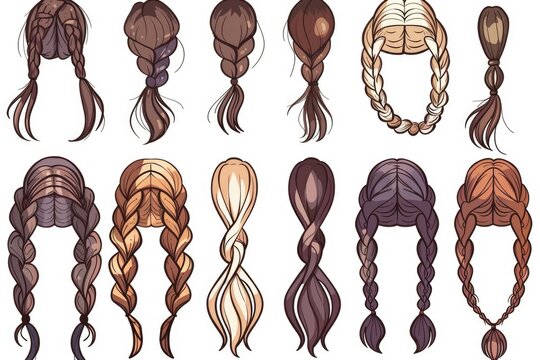 Different styles of braids, suitable for hair styling tutorials