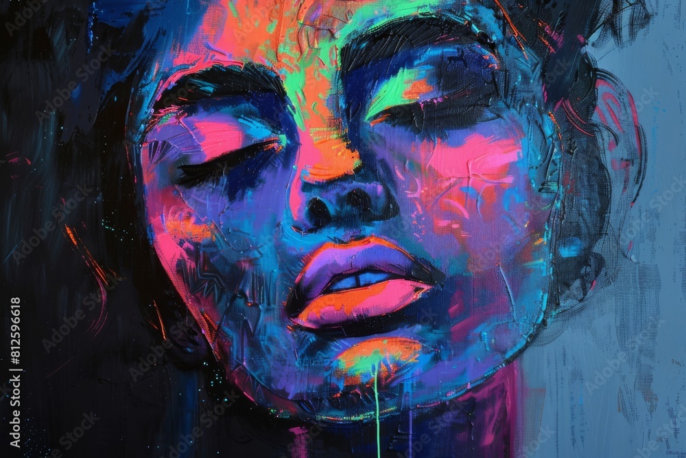 Aufkleber an abstract image showcasing a blend of cool tones and dynamic brush strokes creating an artistic an
