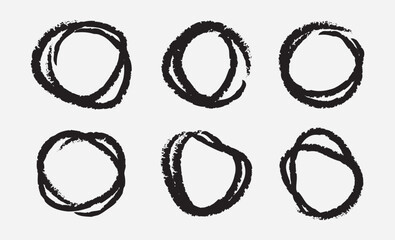 Collection of round frames in brush circle shapes