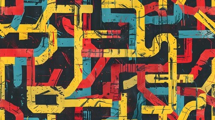 Fototapeta premium Captivating Geometric Abstract Composition with Vibrant Color Palette and Intersecting Shapes