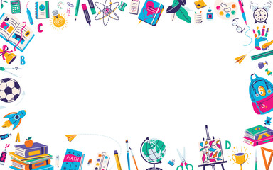 School supplies vector illustration. Back to school sale banner © zaie