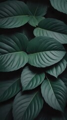 Photo wallpaper. Leaf texture with lush foliage with 3D effect of dark green tropical leaves. Generative AI, Generative, AI
