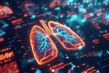 An examination of the lungs with an illustration. Generative Ai