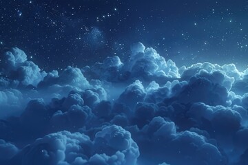 Fototapeta na wymiar Night sky filled with clouds and stars. Suitable for backgrounds or astronomy concepts