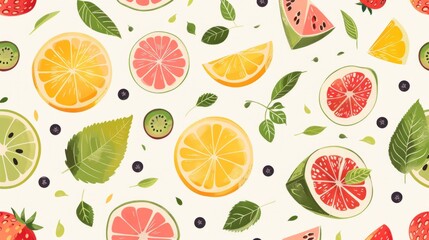 Refreshing summer fruit pattern with space for personalized messages or branding