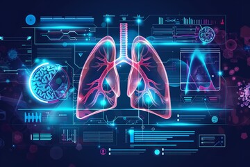 An examination of the lungs with an illustration. Generative Ai