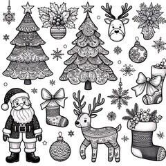 Fototapeta premium A collection of christmas decorations harmony used for printing card design illustrator.
