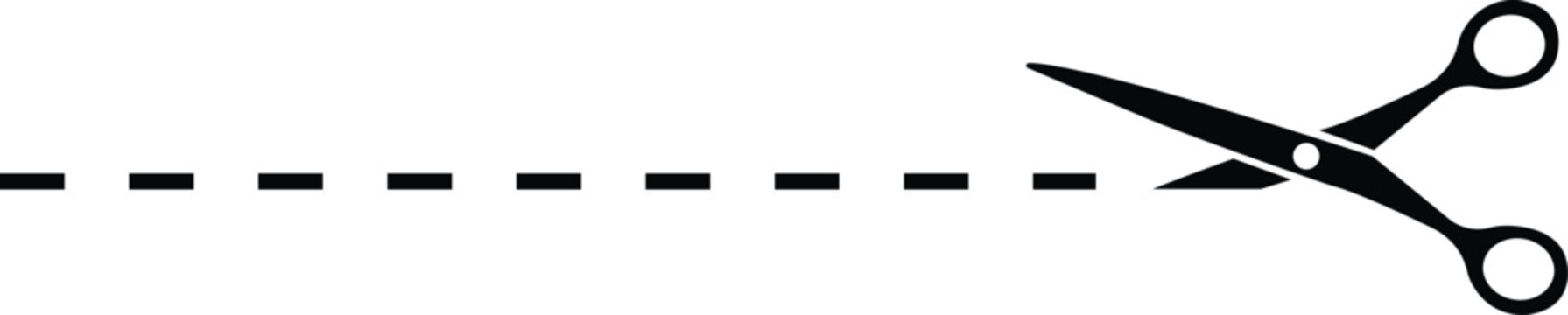 recommend clip art: Scissor with cut or dotted line. flat icon style. Scissors black on transparent background. - stock vector