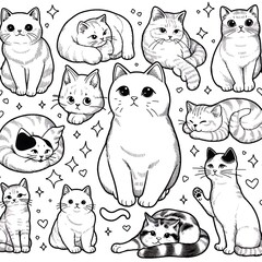 Obraz premium Many cats with different poses art photo photo attractive has illustrative meaning illustrator