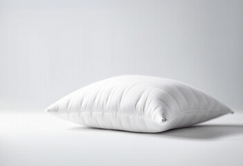 soft goose down white sleeping pillow, isolated white background, copy space for text. 