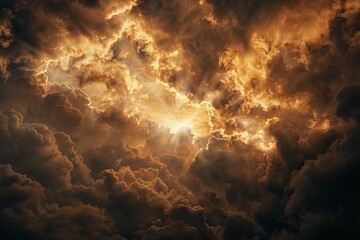  A valley, obscured by low-lying clouds, is bathed in sunlight as it fades over mountain silhouettes at dusk. Beautiful simple AI generated image in 4K, unique.